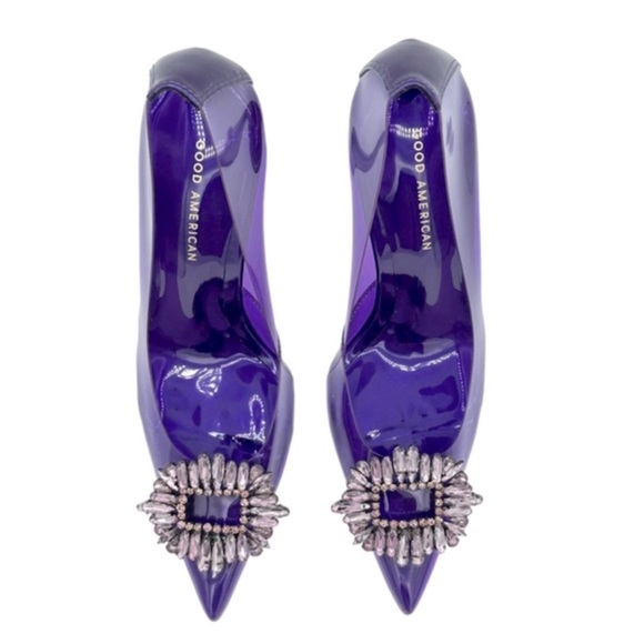 GOOD AMERICAN CINDER-F*CKING-RELLA JEWELED CLEAR PUMP NWOB - Picture 6 of 16